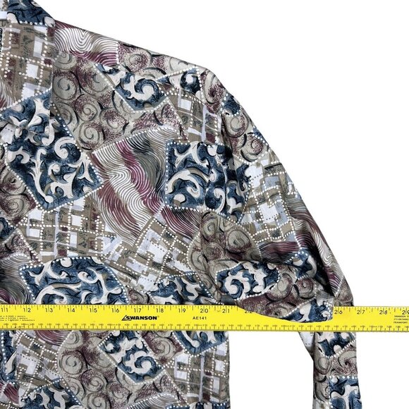Jonathan Martin Womens S 100% Silk Button Up Blouse Abstract Print Southwestern - Picture 10 of 15
